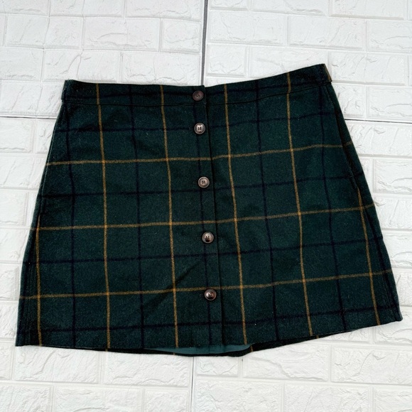 Madewell plaid Wool Button-Front Mini Skirt - Picture 1 of 6